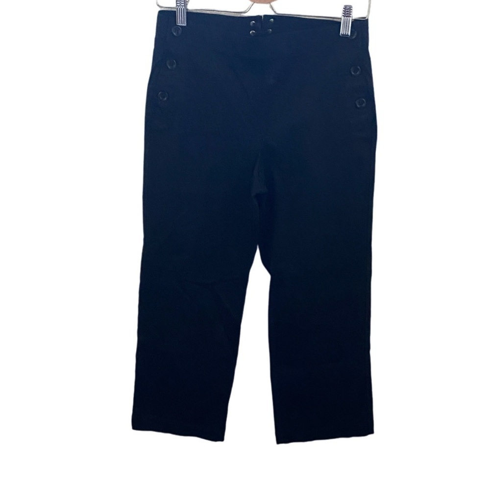 J. Crew Black Pants size 4. Button sides, tie back. Cute! 96% cotton w/ stretch.